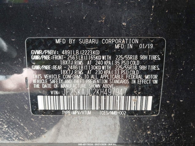JF2SKAJC2KH497947 Subaru Forester Sport