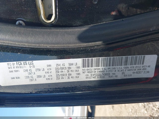 45178349 :رقم المزاد ، 3C4PDDGG6JT430939 vin ، 2018 Dodge Journey Crossroad Awd مزاد بيع