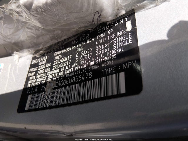 45178367 :رقم المزاد ، KM8JUCAG0EU856478 vin ، 2014 Hyundai Tucson Se مزاد بيع