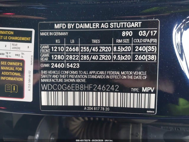 WDC0G6EB8HF246242 Mercedes-Benz Amg Glc 43 4matic