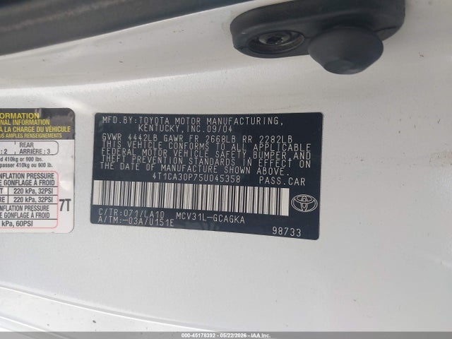 Продажа на аукционе авто 2005 Toyota Camry Solara Sle V6, vin: 4T1CA30P75U045358, номер лота: 45178392
