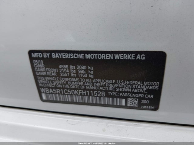Aukcja sprzedaży 2019 Bmw 330i, vin: WBA5R1C50KFH11528, numer aukcji: 45178407