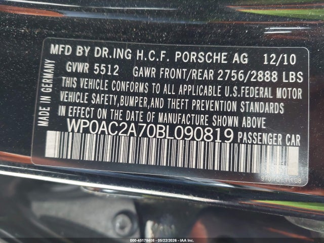 Продаж на аукціоні авто 2011 Porsche Panamera Turbo, vin: WP0AC2A70BL090819, номер лоту: 45178408