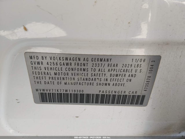 Продажа на аукционе авто 2007 Volkswagen Gti 4-door, vin: WVWHV71K77W119300, номер лота: 45178425