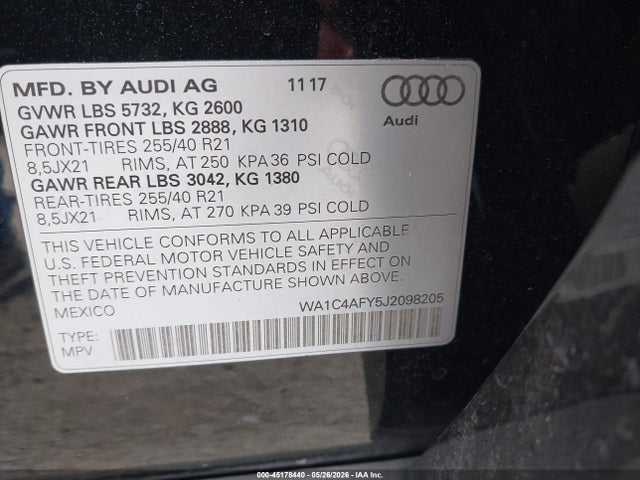 WA1C4AFY5J2098205 Audi Sq5 3.0t Premium Plus