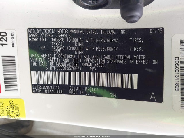 Toyota Sienna Xle 8 Passenger 2015 5TDYK3DC3FS576674 Image 9