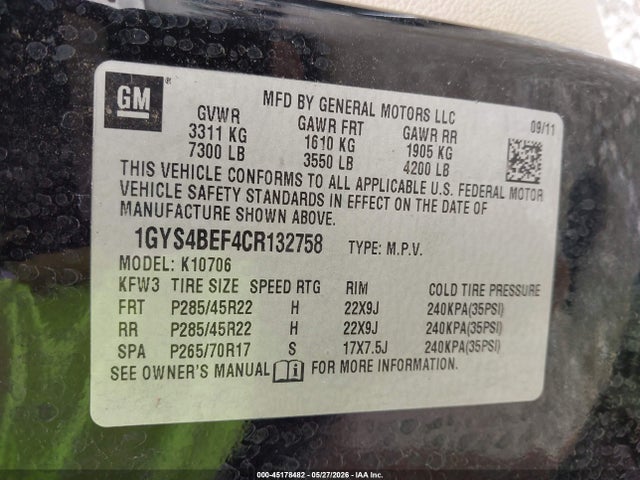Продажа на аукционе авто 2012 Cadillac Escalade Luxury, vin: 1GYS4BEF4CR132758, номер лота: 45178482