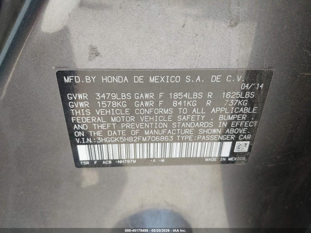 3HGGK5H82FM706863 Honda Fit Ex/ex-l