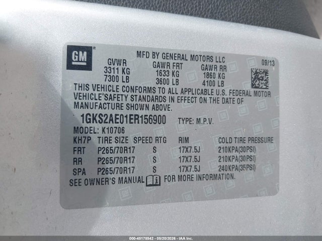 Aukcja sprzedaży 2014 Gmc Yukon Sle, vin: 1GKS2AE01ER156900, numer aukcji: 45178542