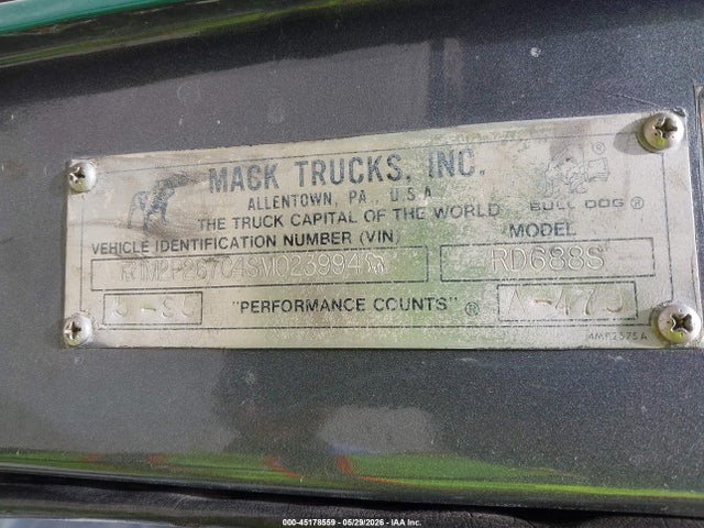 Aukcja sprzedaży 1995 Mack 600 Rd600, vin: 1M2P267C4SM023994, numer aukcji: 45178559