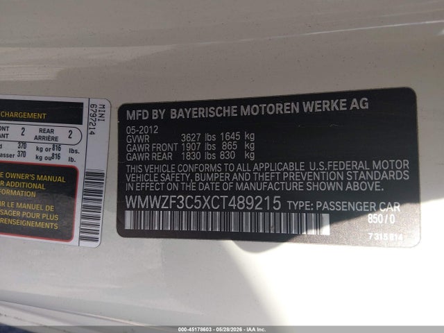 Продаж на аукціоні авто 2012 Mini Cooper Clubman, vin: WMWZF3C5XCT489215, номер лоту: 45178603