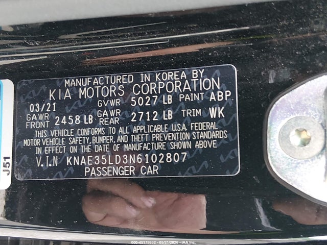 Продаж на аукціоні авто 2022 Kia Stinger Gt-line, vin: KNAE35LD3N6102807, номер лоту: 45178632