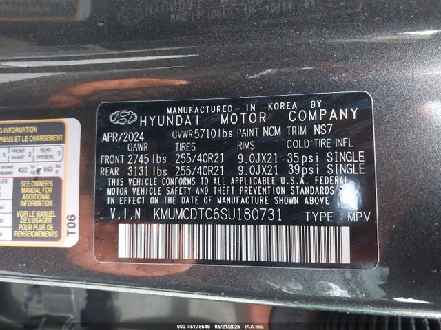 45178646 :رقم المزاد ، KMUMCDTC6SU180731 vin ، 2025 Genesis Gv70 3.5t Awd Sport مزاد بيع