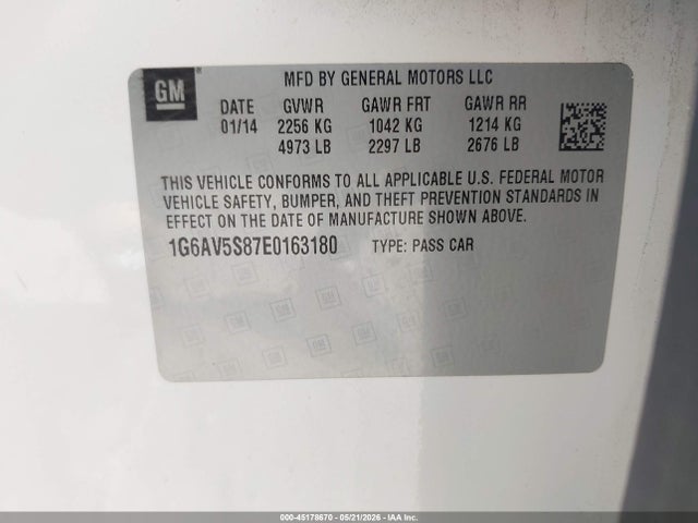 Aukcja sprzedaży 2014 Cadillac Cts Vsport Premium, vin: 1G6AV5S87E0163180, numer aukcji: 45178670