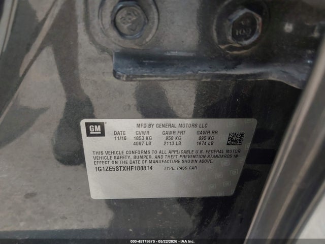 1G1ZE5STXHF180814 Chevrolet MALIBU 1LT
