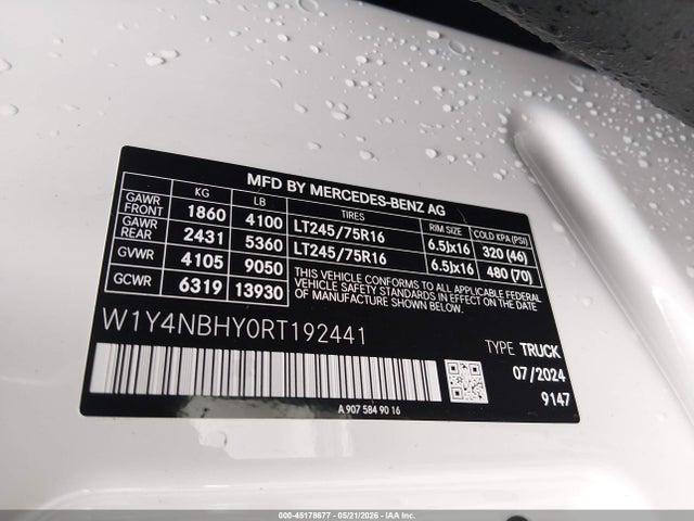 Aukcja sprzedaży 2024 Mercedes-benz Sprinter 2500 Standard Roof 4-cyl Diesel Ho, vin: W1Y4NBHY0RT192441, numer aukcji: 45178677