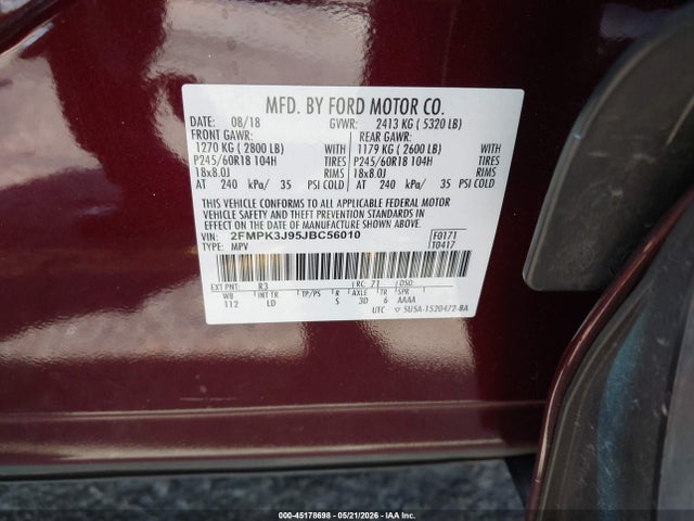 Ford EDGE SEL 2018 2FMPK3J95JBC56010 Image 9