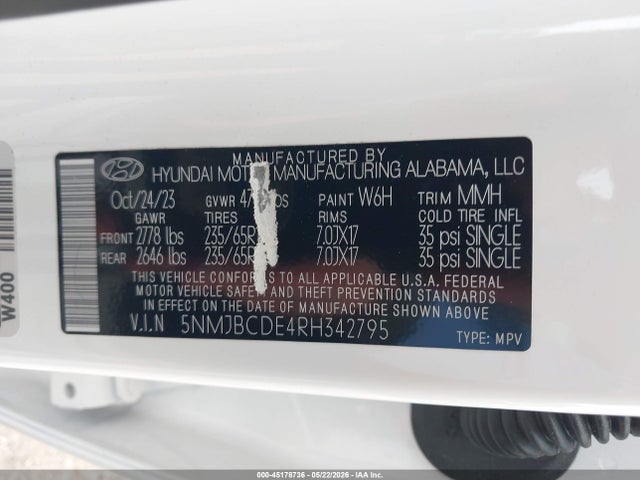 Hyundai TUCSON SEL 2024 5NMJBCDE4RH342795 Image 9