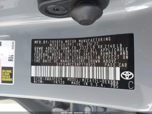 Toyota Corolla Se Apex Edition 2022 5YFS4MCEXNP118923 Image 9