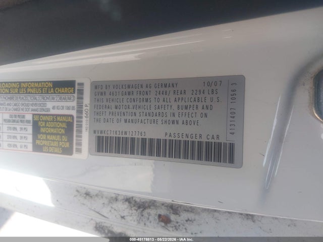 Aukcja sprzedaży 2008 Volkswagen R32, vin: WVWKC71K38W127763, numer aukcji: 45178813