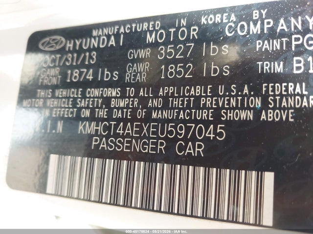 Продажа на аукционе авто 2014 Hyundai Accent Gls, vin: KMHCT4AEXEU597045, номер лота: 45178824