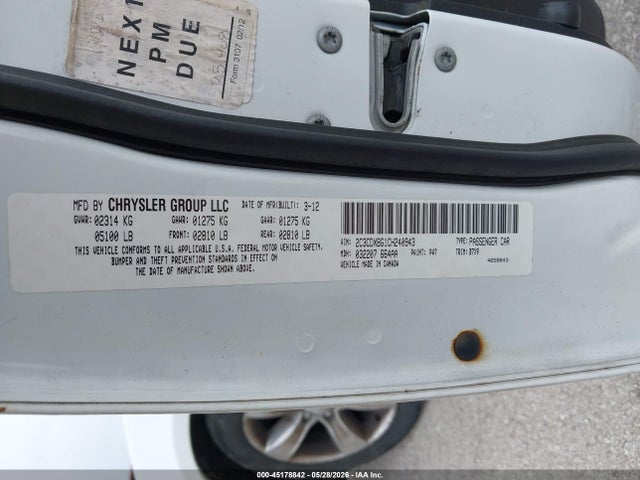 45178842 :رقم المزاد ، 2C3CDXBG1CH240943 vin ، 2012 Dodge Charger Se مزاد بيع