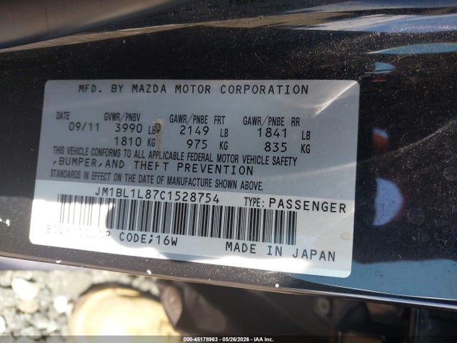 Продаж на аукціоні авто 2012 Mazda Mazda3 I Touring, vin: JM1BL1L87C1528754, номер лоту: 45178963