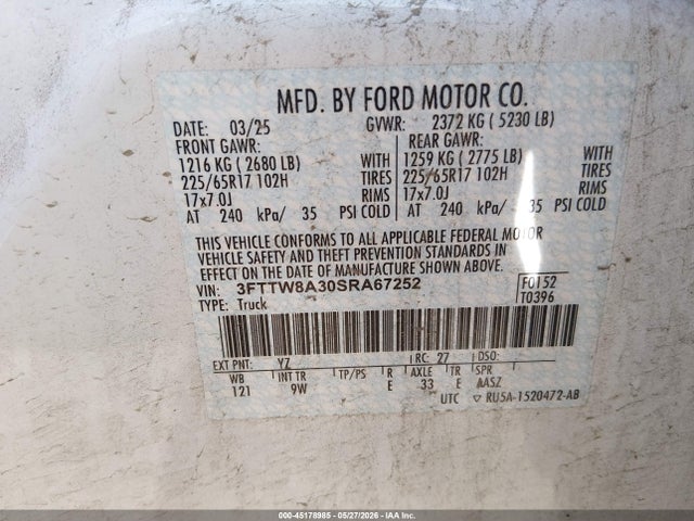 Ford Maverick Xl 2025 3FTTW8A30SRA67252 Image 9