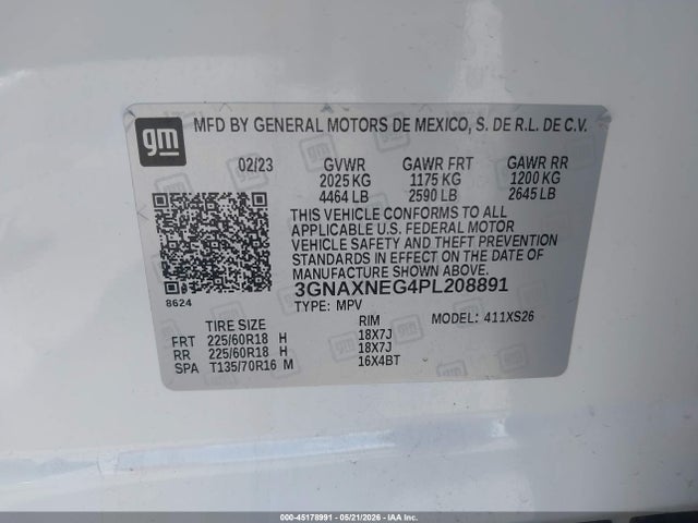 3GNAXNEG4PL208891 Chevrolet Equinox Fwd Premier