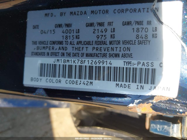 Aukcja sprzedaży 2015 Mazda Mazda3 I Sport, vin: JM1BM1K78F1269914, numer aukcji: 45179052