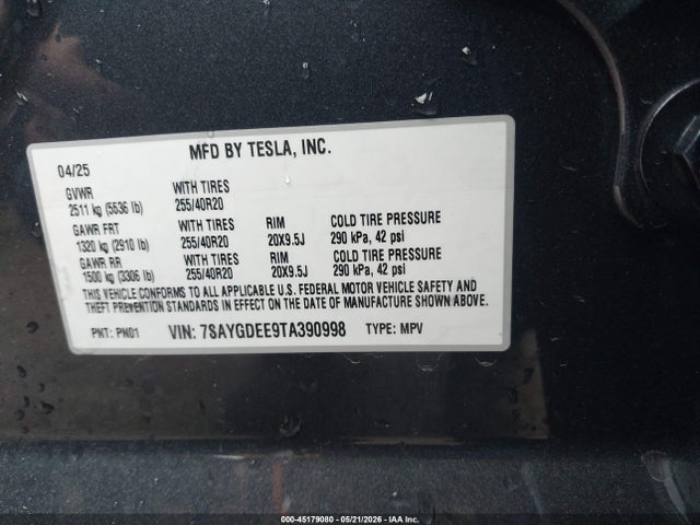 Продажа на аукционе авто 2026 Tesla Model Y All-wheel Drive/long Range Launch Series/premium All-wheel Drive, vin: 7SAYGDEE9TA390998, номер лота: 45179080