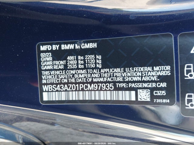 Продаж на аукціоні авто 2023 Bmw M4 Competition Xdrive, vin: WBS43AZ01PCM97935, номер лоту: 45179081
