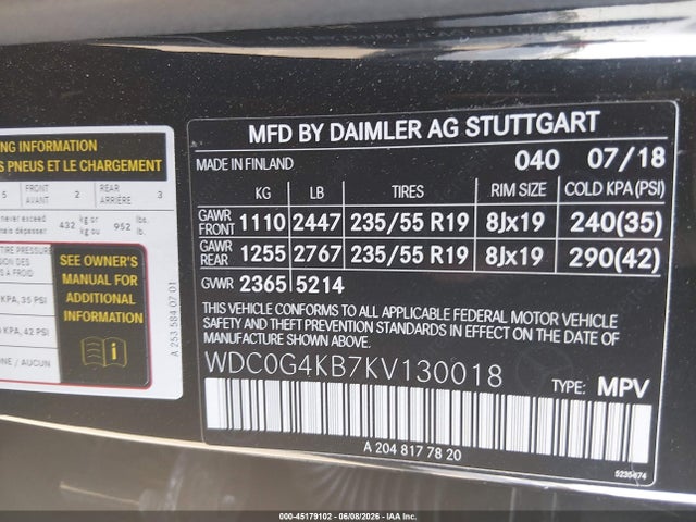 Продажа на аукционе авто 2019 Mercedes-benz Glc 300 4matic, vin: WDC0G4KB7KV130018, номер лота: 45179102