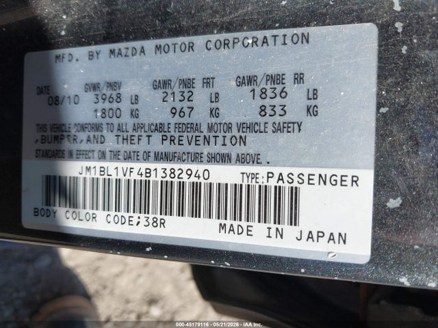 Aukcja sprzedaży 2011 Mazda Mazda3 I Touring, vin: JM1BL1VF4B1382940, numer aukcji: 45179116