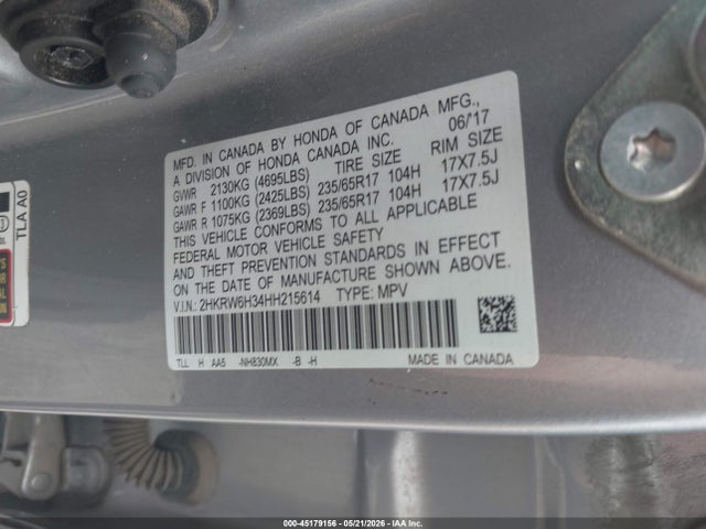 Aukcja sprzedaży 2017 Honda Cr-v Lx, vin: 2HKRW6H34HH215614, numer aukcji: 45179156