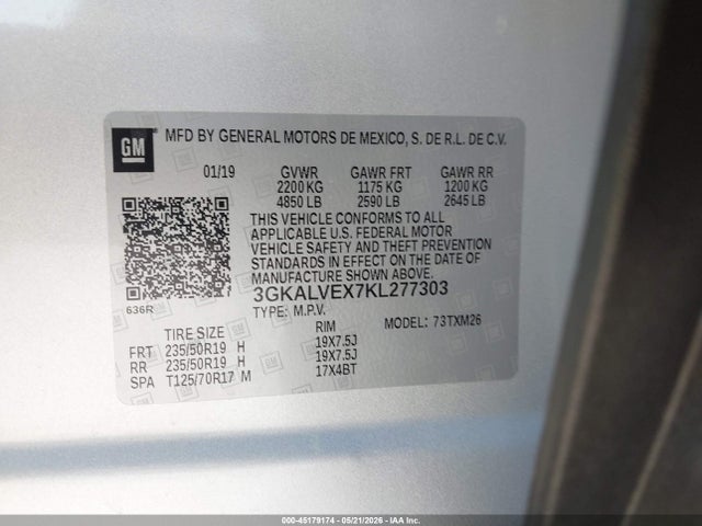 Aukcja sprzedaży 2019 Gmc Terrain Slt, vin: 3GKALVEX7KL277303, numer aukcji: 45179174