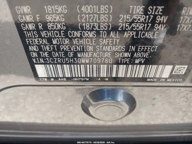 Продаж на аукціоні авто 2021 Honda Hr-v 2wd Lx, vin: 3CZRU5H30MM709760, номер лоту: 45179175