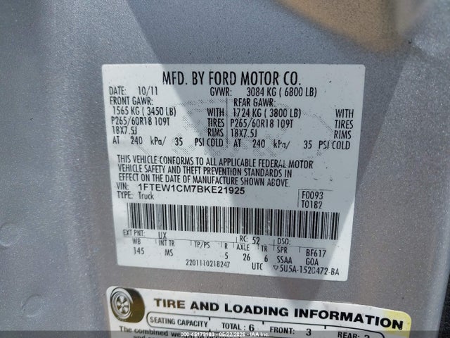 Продаж на аукціоні авто 2011 Ford F-150 Xlt, vin: 1FTEW1CM7BKE21925, номер лоту: 45179183