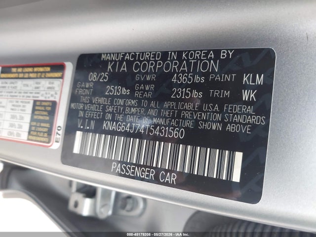 45179208 :رقم المزاد ، KNAG64J74T5431560 vin ، 2026 Kia K5 Gt-line Fwd مزاد بيع