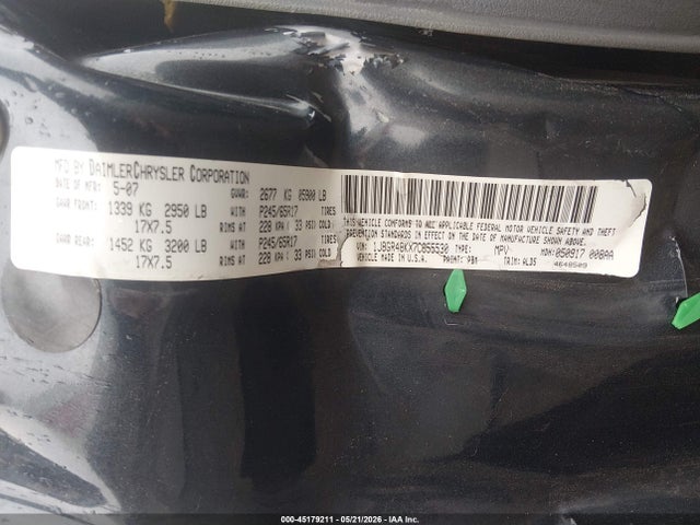 2007 Jeep Grand Cherokee Laredo მანქანა იყიდება აუქციონზე, vin: 1J8GR48KX7C655530, აუქციონის ნომერი: 45179211