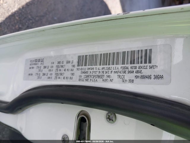 Auction sale of the 2015 Ram 1500 Ssv, vin: 1C6RR7XT3FS780327, lot number: 45179219