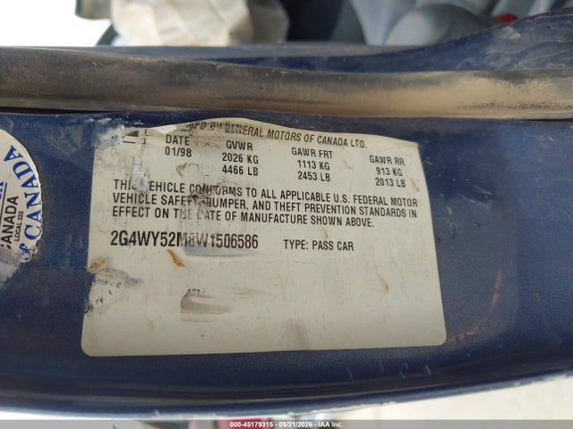 Aukcja sprzedaży 1998 Buick Century Limited, vin: 2G4WY52M8W1506586, numer aukcji: 45179315