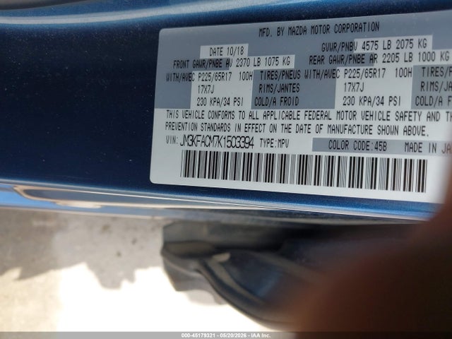 45179321 :رقم المزاد ، JM3KFACM7K1503394 vin ، 2019 Mazda Cx-5 Touring مزاد بيع