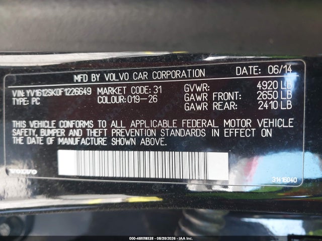 Aukcja sprzedaży 2015 Volvo V60 T5 Premier, vin: YV1612SK0F1226649, numer aukcji: 45179328
