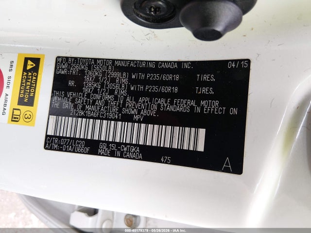 Aukcja sprzedaży 2015 Lexus Rx 350, vin: 2T2BK1BA6FC319041, numer aukcji: 45179379