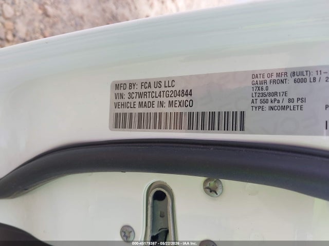 Продажа на аукционе авто 2026 Ram 3500 Chassis Tradesman/big Horn, vin: 3C7WRTCL4TG204844, номер лота: 45179387