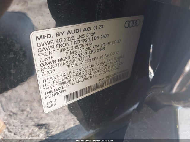 Продаж на аукціоні авто 2023 Audi Q3 Premium 45 Tfsi S Line Quattro Tiptronic, vin: WA1DECF31P1084589, номер лоту: 45179392
