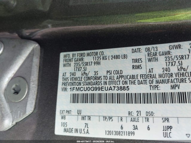 Aukcja sprzedaży 2014 Ford Escape Se, vin: 1FMCU0G99EUA73885, numer aukcji: 45179417