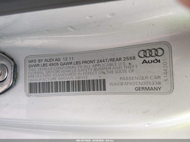 Продаж на аукціоні авто 2012 Audi A5 2.0t Premium, vin: WAUJFAFH2CN005338, номер лоту: 45179426