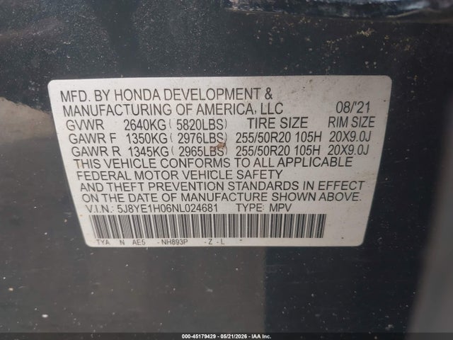 Продаж на аукціоні авто 2022 Acura Mdx A-spec Package, vin: 5J8YE1H06NL024681, номер лоту: 45179429